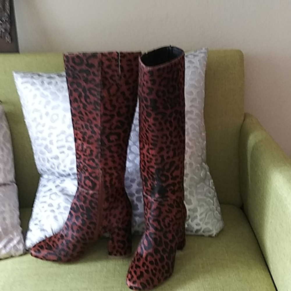 Leather and fur Late Night tall boots